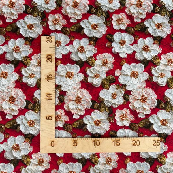 ИМПАСТО, БЕЛАЯ МАЛЬВА НА КРАСНОМ 3