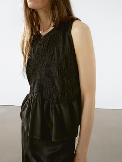 Massimo Dutti Топ из струящейся ткани с горловиной халтер и сборкой, черный