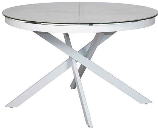 83MC-1907DT WH Стол обед.круг раскл.керам.бел. 170(120)*120*76см