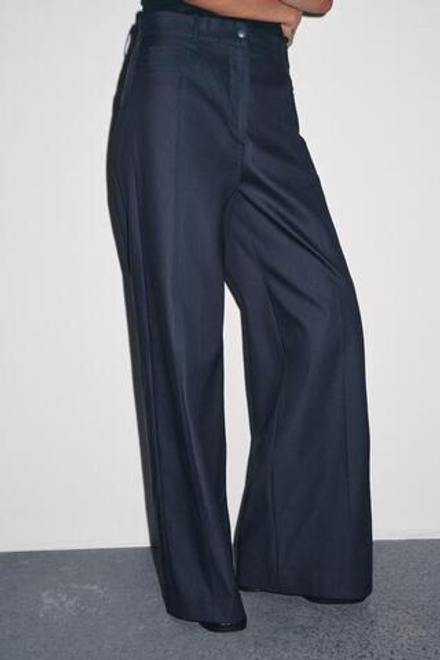 ZARA ШИРОКИЕ БРЮКИ ZW COLLECTION, ЧЕРНИЛЬНО-СИНИЙ