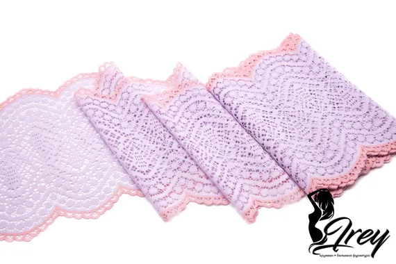 03-177  Кружево эластичное 18 см, лиловый/розовый