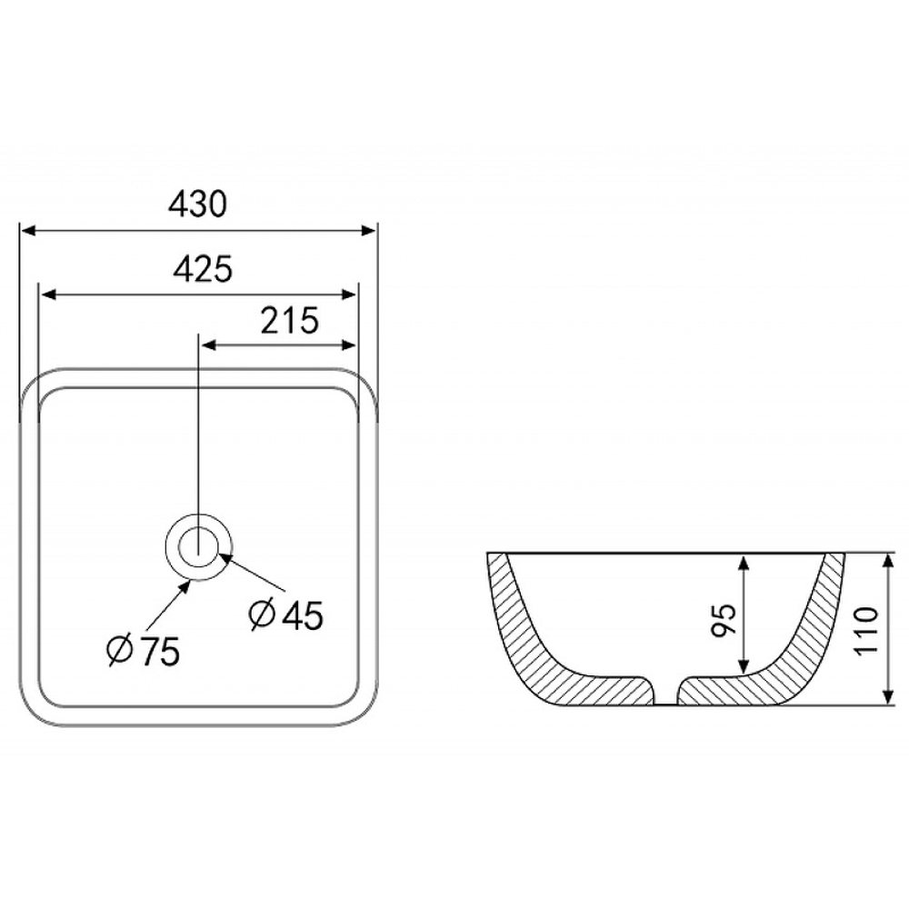 Раковина-чаша Abber Rechteck 43 AC2205GG Золото