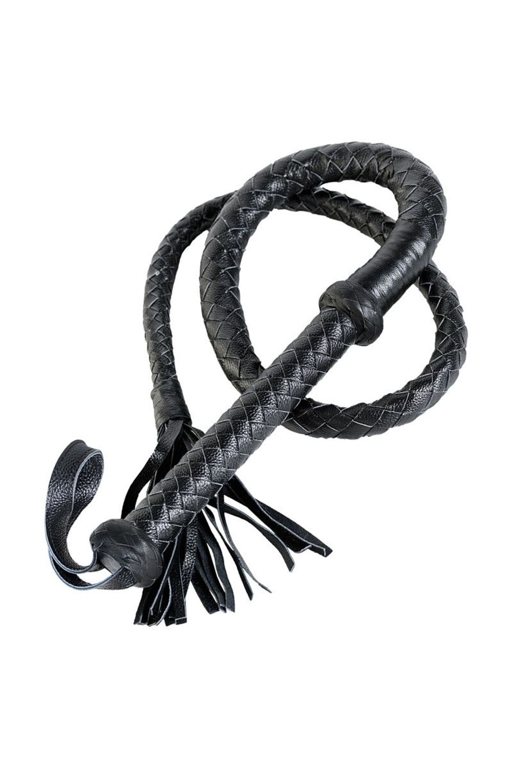 Длинный кожаный кнут с хлопушками на конце (Цвет: черный)