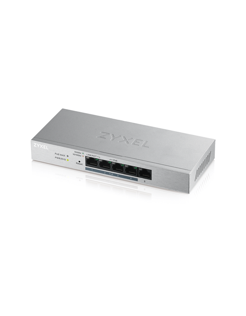Smart L2 коммутатор PoE+ Zyxel GS1200-5HP v2, 5xGE (4xPoE+), настольный, бесшумный, с поддержкой VLAN, IGMP, QoS и Link Aggregation, бюджет PoE 60 Вт