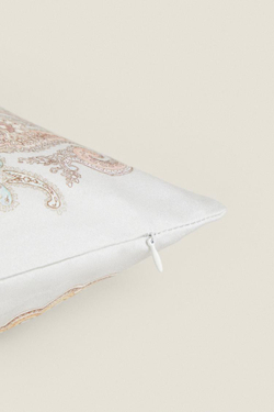 ZARA HOME ХЛОПКОВЫЙ ЧЕХОЛ ДЛЯ ДЕКОРАТИВНОЙ ПОДУШКИ С УЗОРОМ, СИНИЙ/ЗЕЛЕНЫЙ