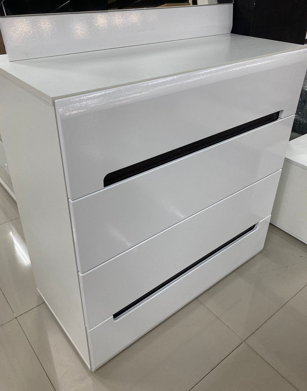 Комод Стокгольм белый/белый глянец
