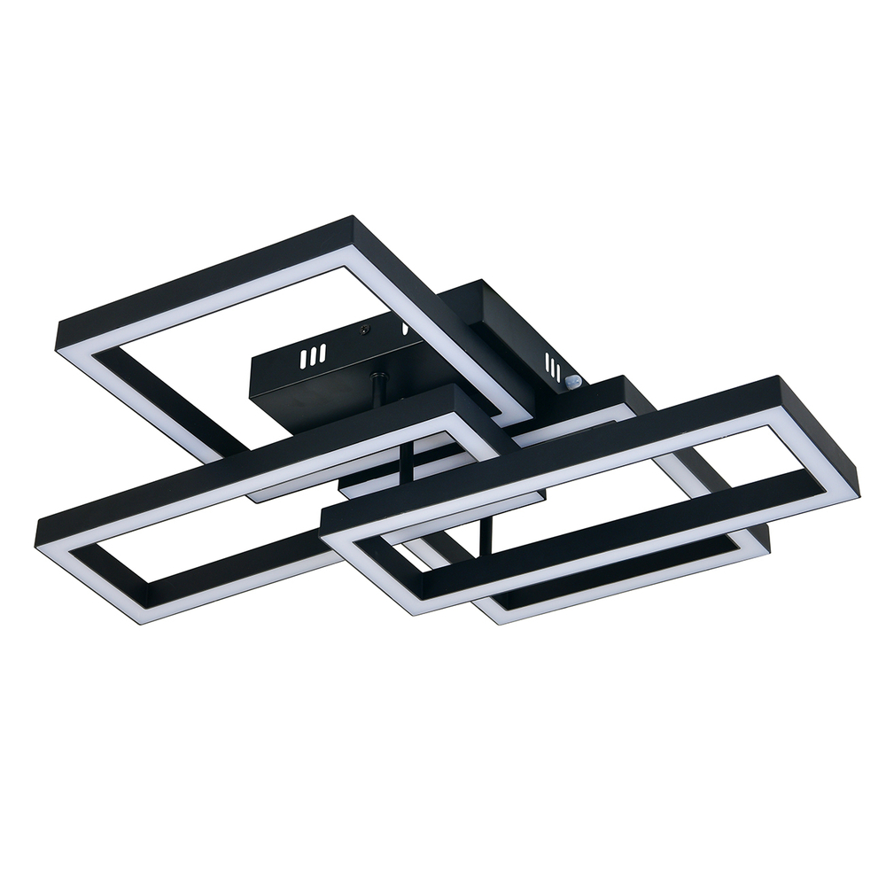 Потолочный светодиодный светильник 70Вт, 1920лм, 3000-6000K, Ra>80, плавная регулировка мощности, изменение цветовой температуры, ночник, пульт, металл/пластик, черный/белый