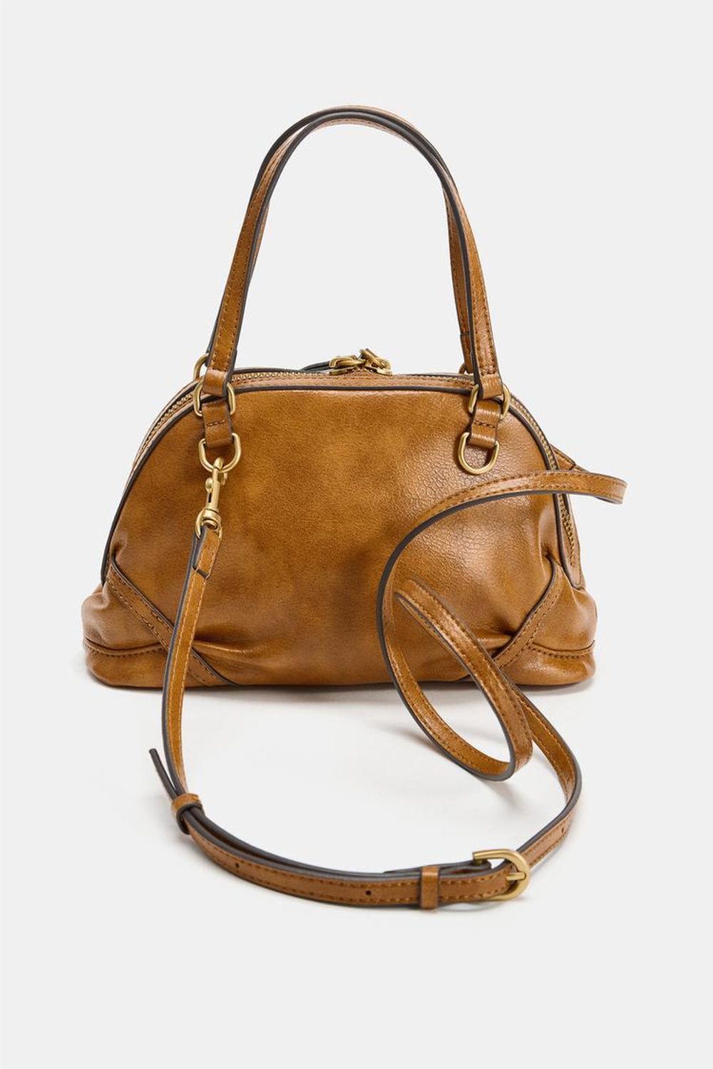 ZARA МИНИ-СУМКА ЧЕРЕЗ ПЛЕЧО, ТЕМНЫЙ РЫЖЕВАТО-КОРИЧНЕВЫЙ