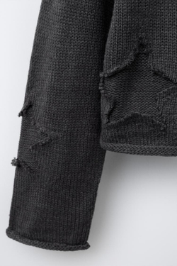 ZARA ВЯЗАНЫЙ ДЖЕМПЕР В ЗВЕЗДЫ, АНТРАЦИТОВО-СЕРЫЙ