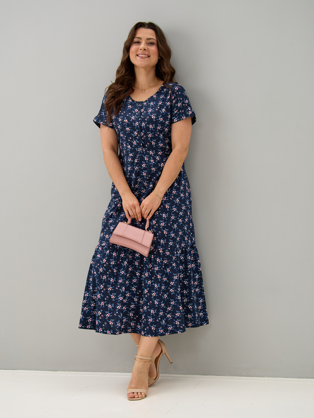 Платье П-032/синий-цветыветочка