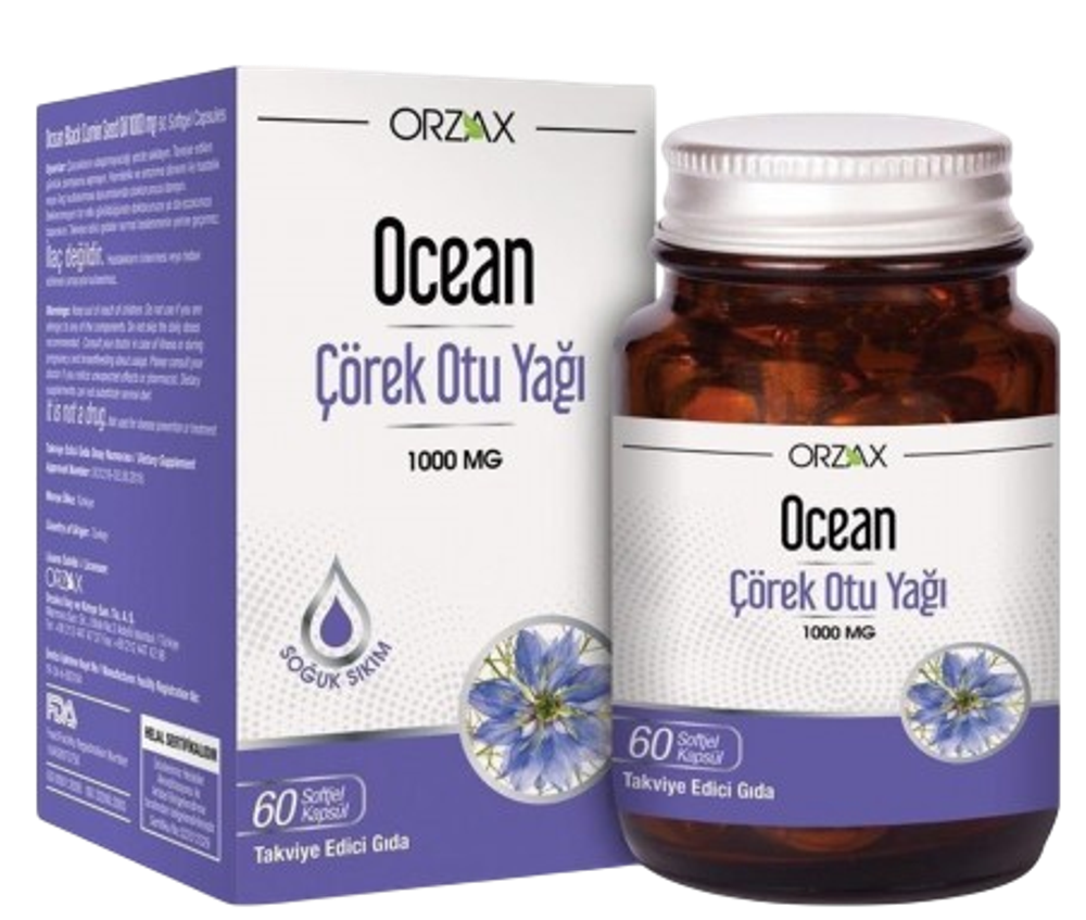 ORZAX Ocean Black Seed Oil 1000 mg 60 caps, Масло семян черного тмина