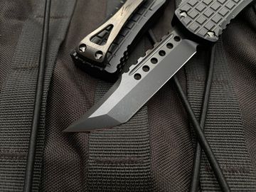 Автоматический нож Microtech MT_919-1TFRS Hera Hellhound, алюм. черн. рук-ть FRAG pattern, клинок DLC