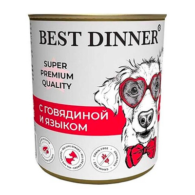 Best Dinner консервы Super Premium с говядиной и языком (ал.банка) мясные деликатесы - для собак