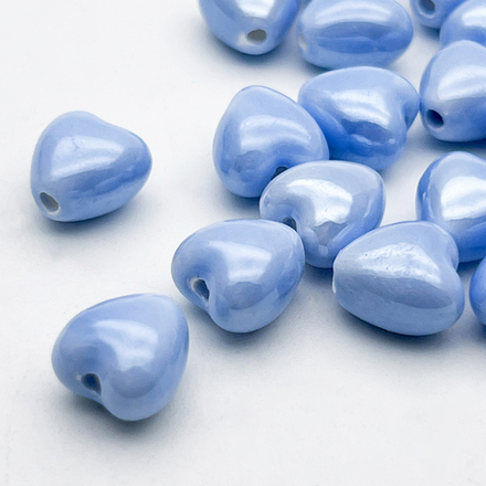 Бусина Сердце, цвет синий, керамика, размер 12 мм, цена за 1 шт