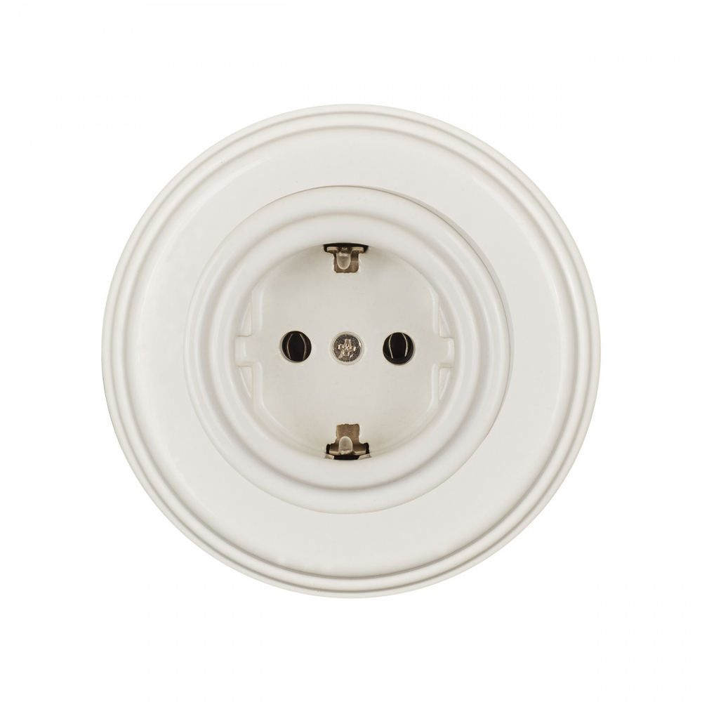 Розетка с З.К., керамика, цвет белый, декор D6/2 B1-101-01-D6/2