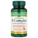Nature's Bounty, комплекс витаминов группы B с фолиевой кислотой и витамином C, 125 таблеток, покрытых оболочкой