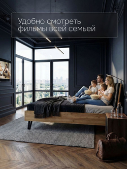 Кровать двуспальная, 180х200, Ланет, с настилом, массив дуба, лак, Dipriz