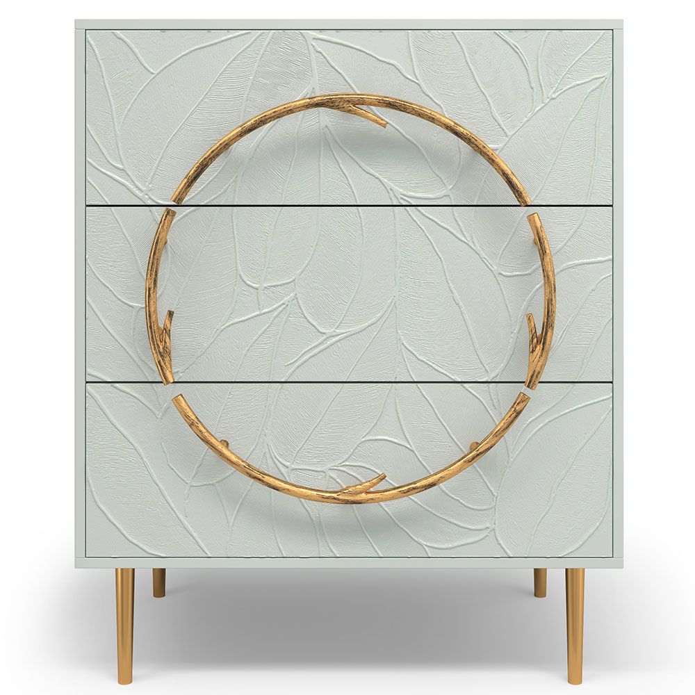 Комод Арт Колор leaves Стайл Голд с 3 ящиками Серый дым
