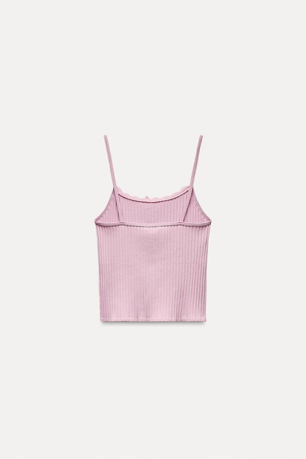 ZARA БЕСШОВНЫЙ КРОП-ТОП В РУБЧИК С БАНТИКОМ, ПУДРОВО-РОЗОВЫЙ