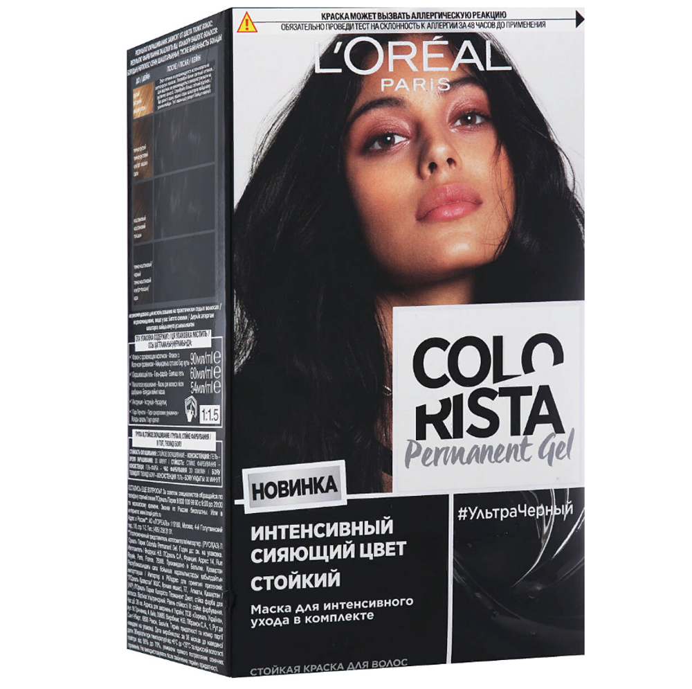 L'Oreal Paris Крем-краска для волос Colorista Permanent Gel, Ультра черный