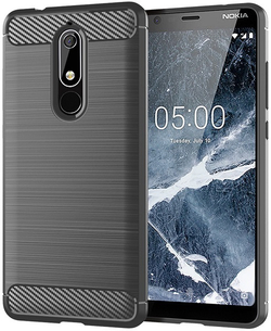 Чехол на Nokia 5.1 цвет Gray (серый), серия Carbon от Caseport