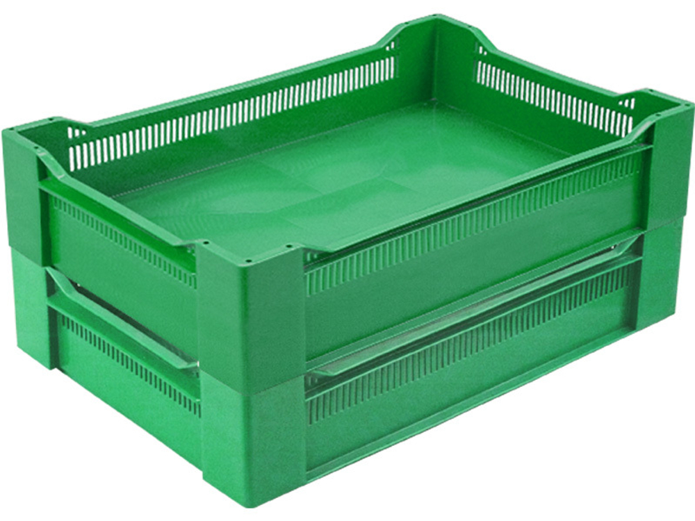 Ящик перфорированный 600×400×135, арт.: 120, объём 32.4, зелёный, код: 04240