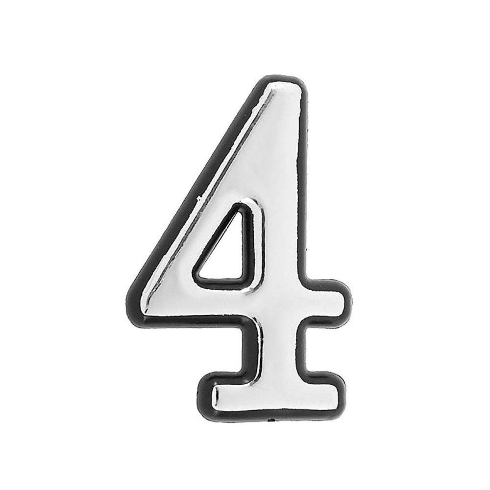 Цифра дверная АЛЛЮР пластик хром "4" /20