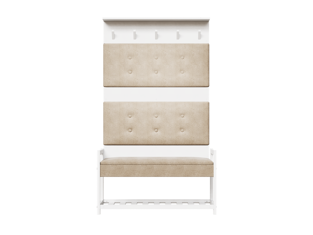 Прихожая AIRIS 1 (банкетка и вешалка), цвет белый матовый + ткань №208