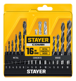 STAYER Combi 16 предметов, набор комбинированных сверл (29720-H16)