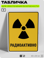 Табличка для обеспечения безопасности "Радиоактивно", для производства, предприятия, организаций, 40х30 см, Silver Plane x Айдентика Технолоджи