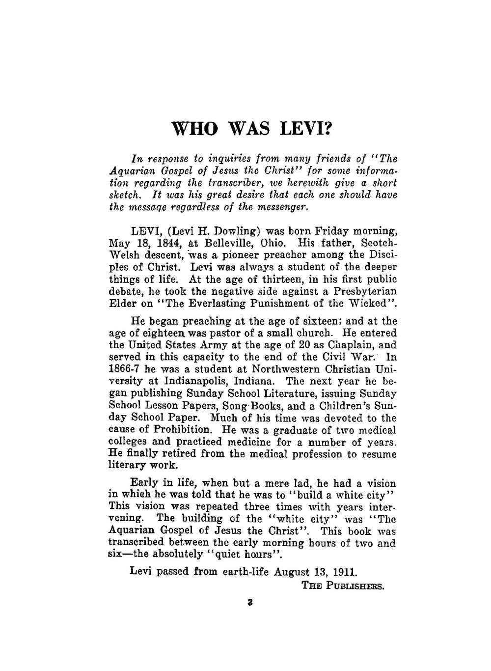 The aquarian gospel of Jesus the Christ | Levi