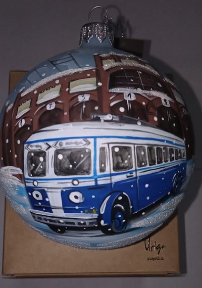 Ёлочный шар - Автобус, 10 см 3