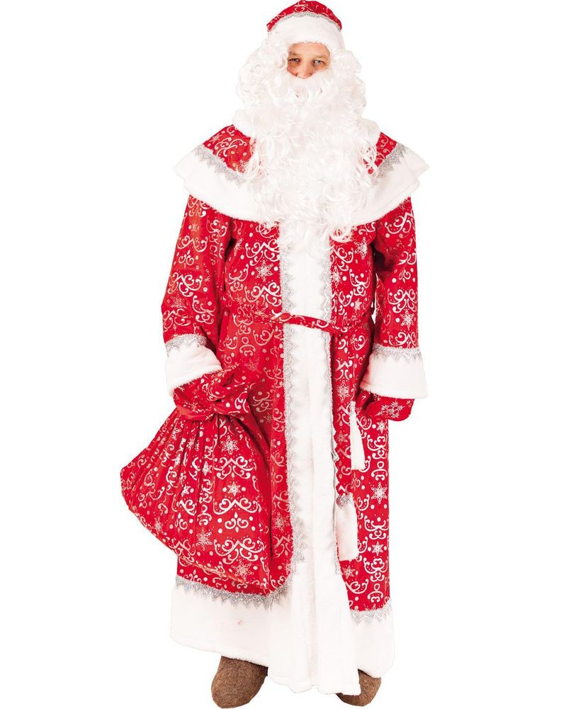 Карнавальный костюм &quot;Дед Мороз&quot; (шуба,шапка,борода,варежки,мешок,пояс) д/м ПУГОВКА 3000 к-18 (красный, 182)