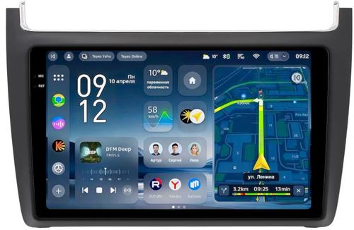 Магнитола для Volkswagen Polo 5 2009-2020 (рамка черная матовая) - Teyes CC4-PRO монитор 9.5" 2K QLED на Android 13, Быстрейшая, Snapdragon 778G, ИИ, CarPlay, DSP, 4G SIM-слот