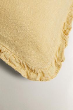 ZARA HOME ЛЬНЯНОЙ ЧЕХОЛ ДЛЯ ДЕКОРАТИВНОЙ ПОДУШКИ, ЖЕЛТЫЙ