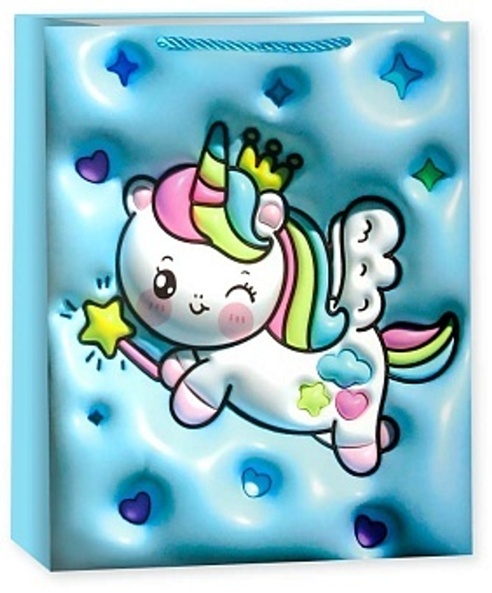 Пакет подарочный, Зефирный единорог, Дизайн №4, 32*26*12 см, 1 шт.