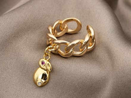 Кольцо-основа "Цепь" с петелькой (уценка)