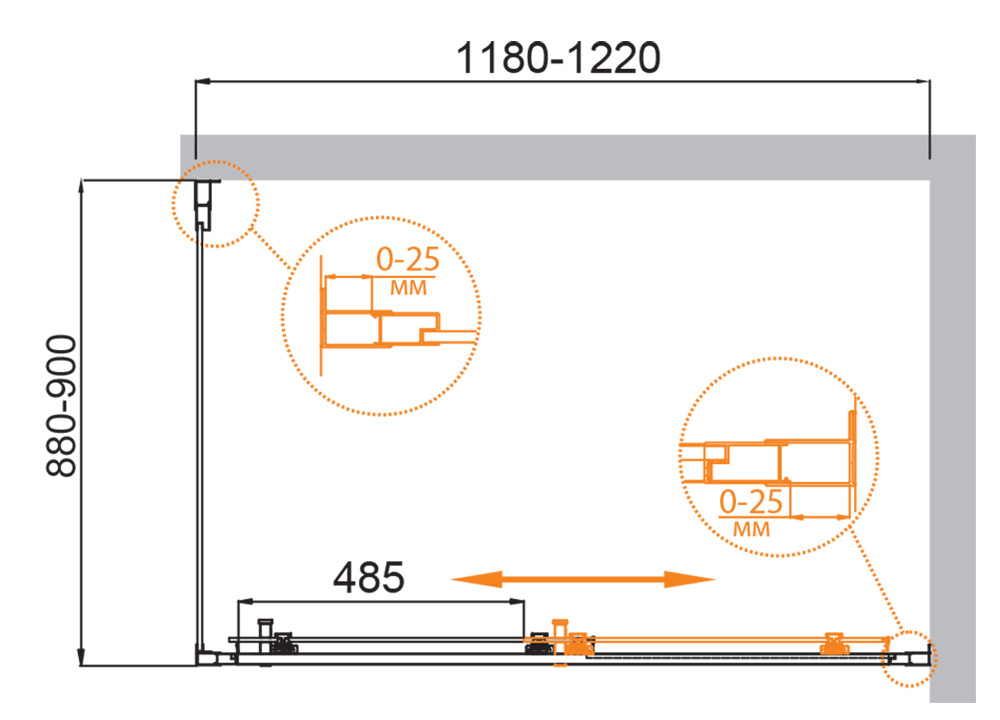 Душевой уголок Cezares MOLVENO-AH-11-120/90-P-Cr, 120х90х195, профиль хром, стекло Punto матовое