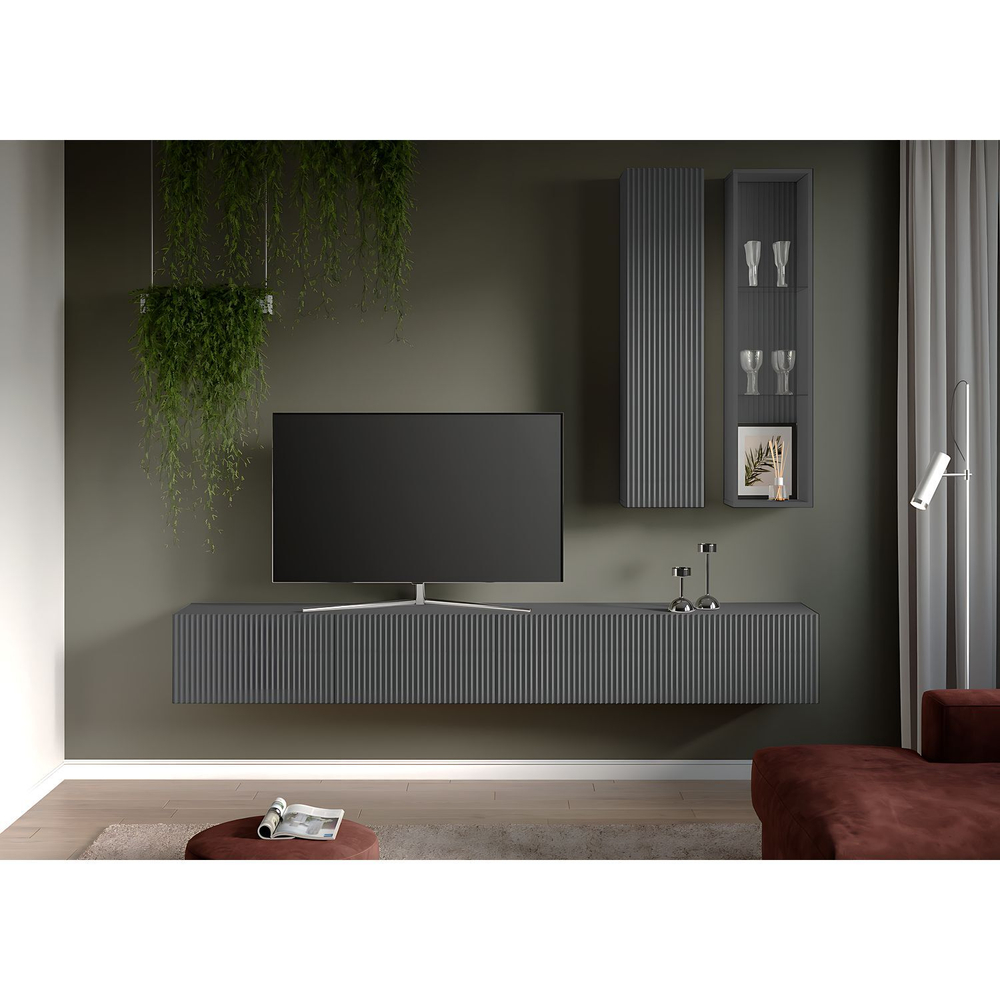 Модульная стенка в гостиную Серый Графит 180х33х160 см