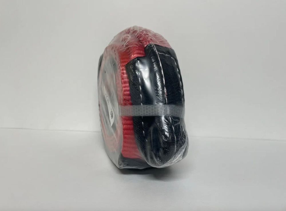 12T-3M / Трос автомобильный буксировочный, 12 тонн, длина 3 метра, ширина 70 мм, стропа, петля-петля, красный, серия - спасатель, TG (1 шт.)