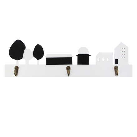 Ключница открытого типа, 3 крючка, 42x12см, МДФ, металл