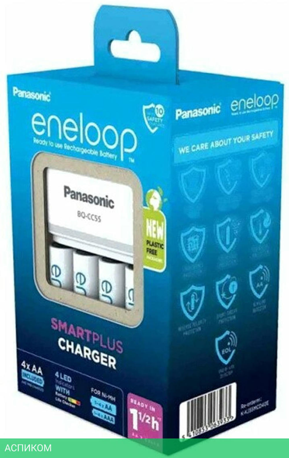Аккумулятор с зарядным устройством Panasonic Eneloop BQ-CC55/4xBK-3MCDE Smart&Quick (K-KJ55MCD40E )