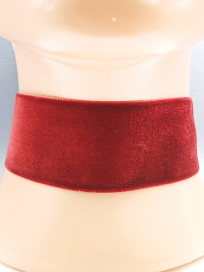 Бордовый бархатный чокер без подвески 4 см.