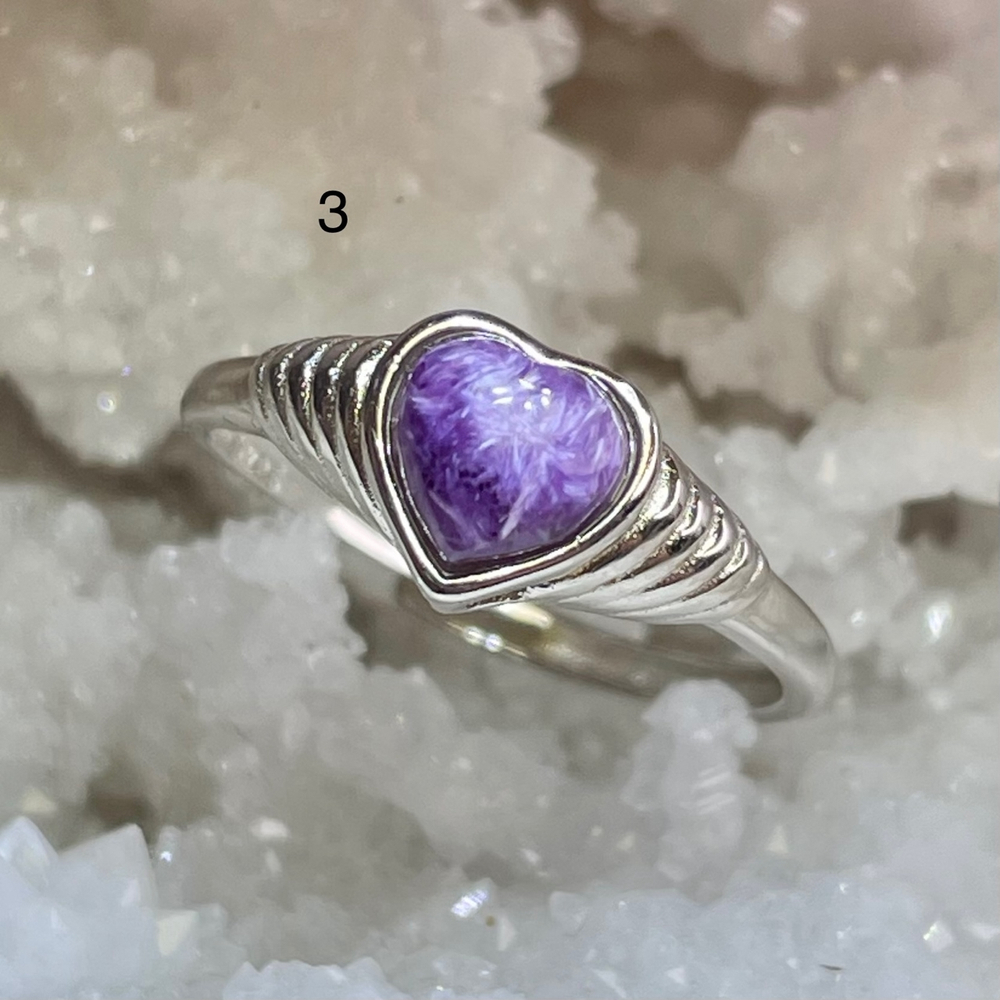 52476  Чароит Кольцо 7мм размер регулируемый от 17 серебро