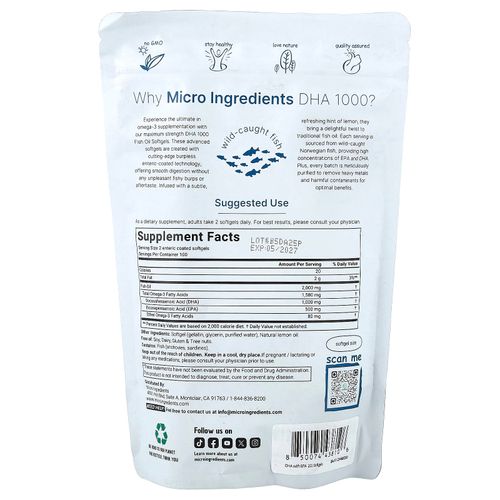 Micro Ingredients, ДГК 1000, со вкусом лимона, 200 капсул, покрытых кишечнорастворимой оболочкой