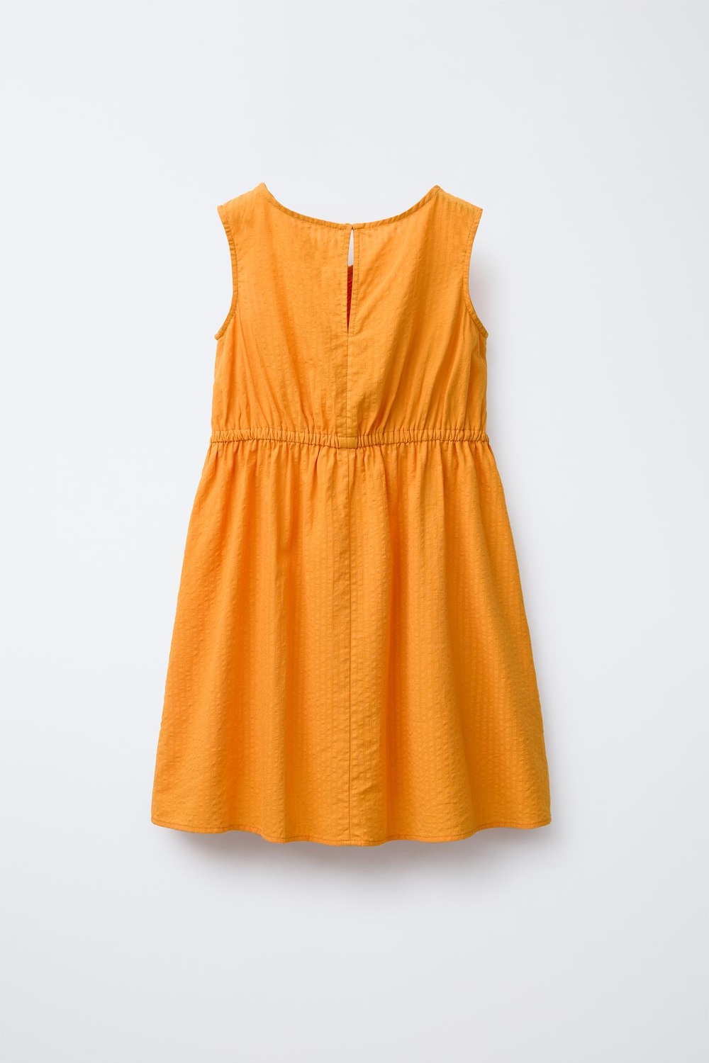 ZARA ПЛАТЬЕ ИЗ РЕЛЬЕФНОЙ ТКАНИ С ЭЛАСТИЧНЫМИ ДЕТАЛЯМИ, МАНДАРИНОВЫЙ