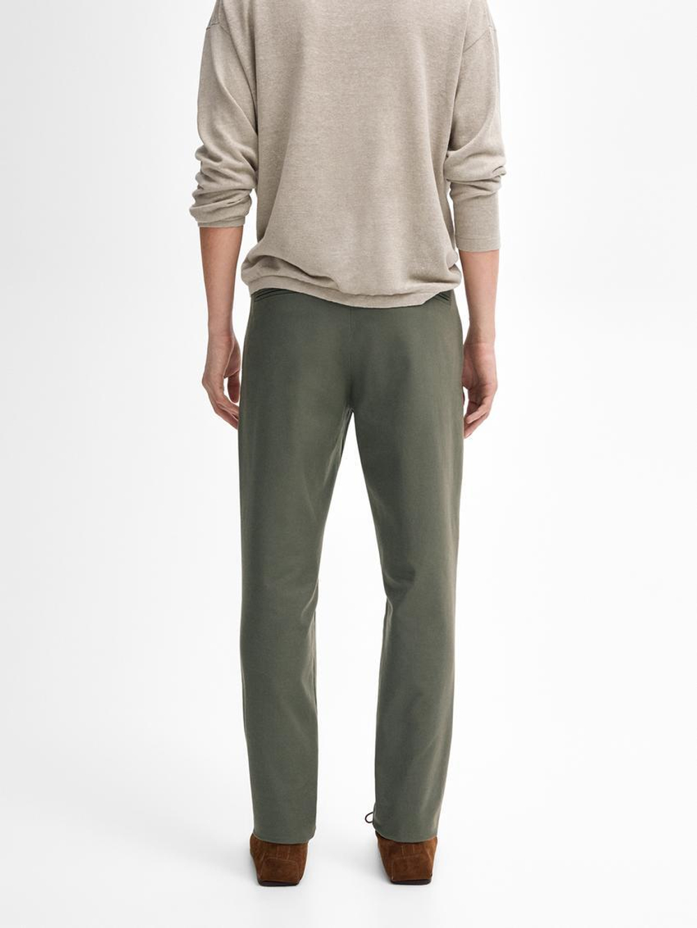 Massimo Dutti Зауженные холщовые брюки, зеленый