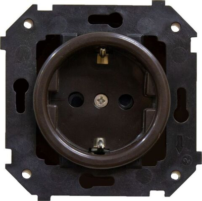 Розетка с З.К. (скрытый монтаж), Коричневый B3-101-22