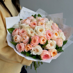 76. Микс букет "Пастельные оттенки и рускус"