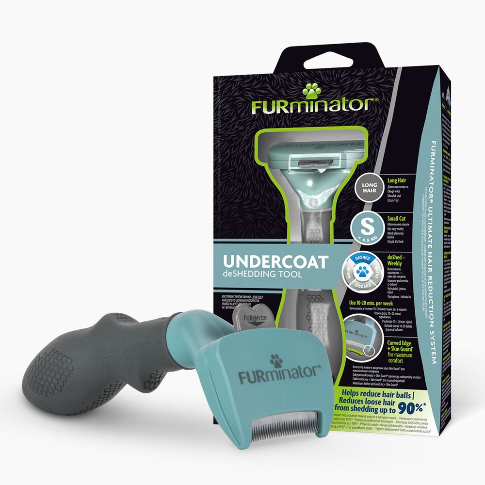 Дешеддер FURminator S39 мм для маленьких кошек c длинной шерстью голубой